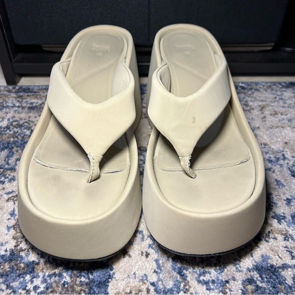Zara Tan Platform Sandals Size 7.5 - Picture 3 of 11
